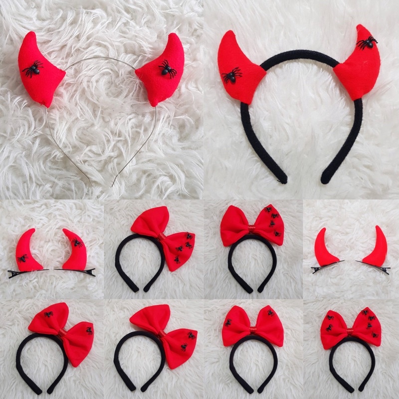 Jepitan Devil Jepitan Tanduk Devil Bando Halloween Kostum Devil Cosplay Halloween Red Devil Party