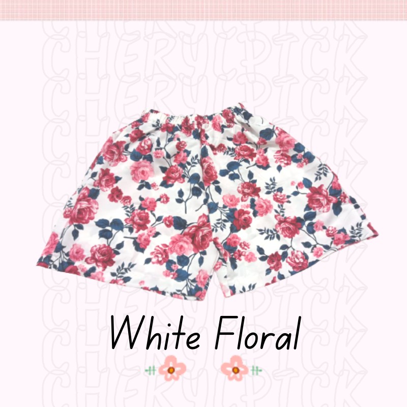 CHERYLPICK Celana pendek santai floral satin