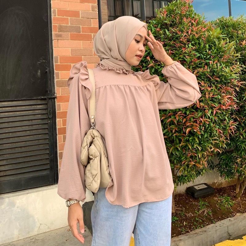 1KG MUAT 5PCS | MOANA BLOUSE RUFFLE AIRFLOW CRINCLE HITS OOTD SELEBGRAM FASHION GROSIR WANITA