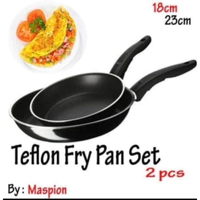 teplon frypan set  2pc hitam anti lengket