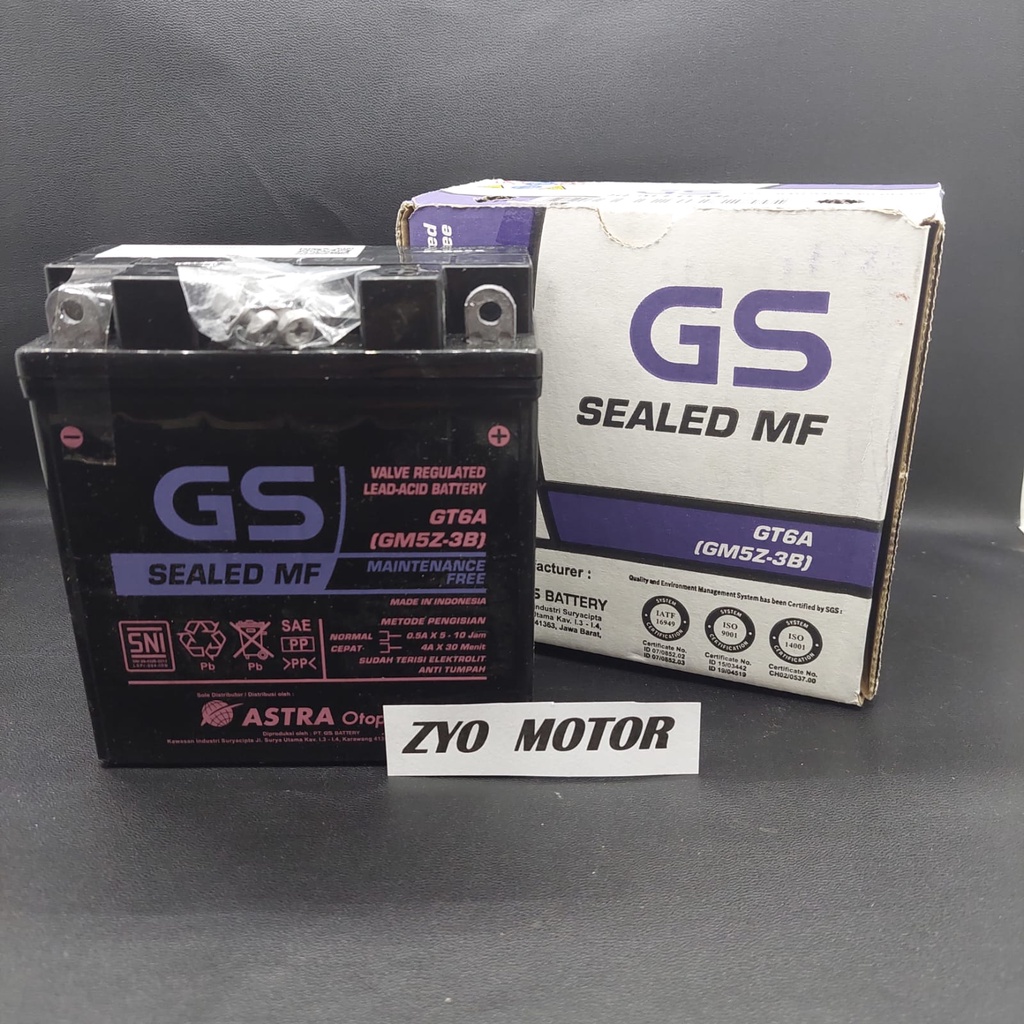Jual AKI KERING GS GT6A ASLI 100% GS ASTRA OTOPARTS | Shopee Indonesia