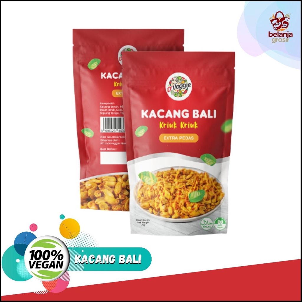 

Jajan snack kacang bali daun jeruk DVEGGIE 70gr Vegan Pedas