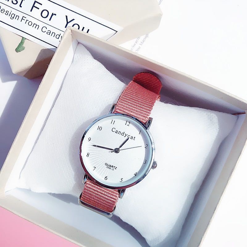 ✅COD Jam Tangan Wanita Analog Quartz Casual Simple Chic Strap Nylon Untuk Fashion Watch