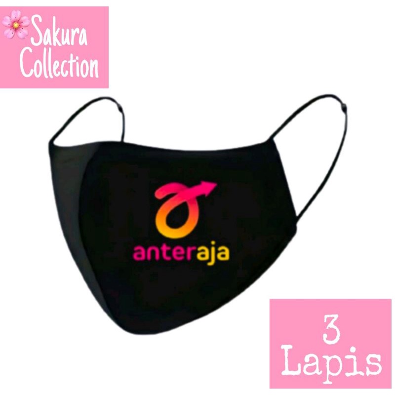 Masker Kain 3 ply ANTERAJA LOGO / Scuba Anak Dewasa / Earloop