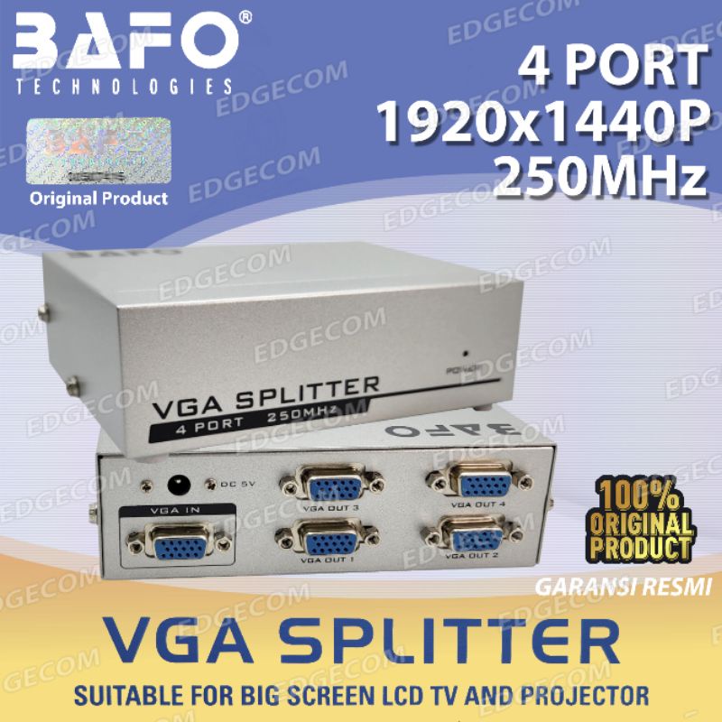 BAFO VGA SPLITTER 4 Port 250Mhz ORIGINAL