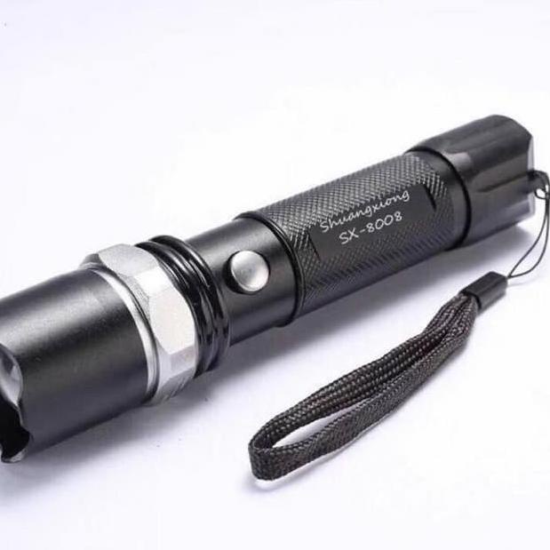 Senter police swat LED 8008 Senter silau / Free Charger Mobil