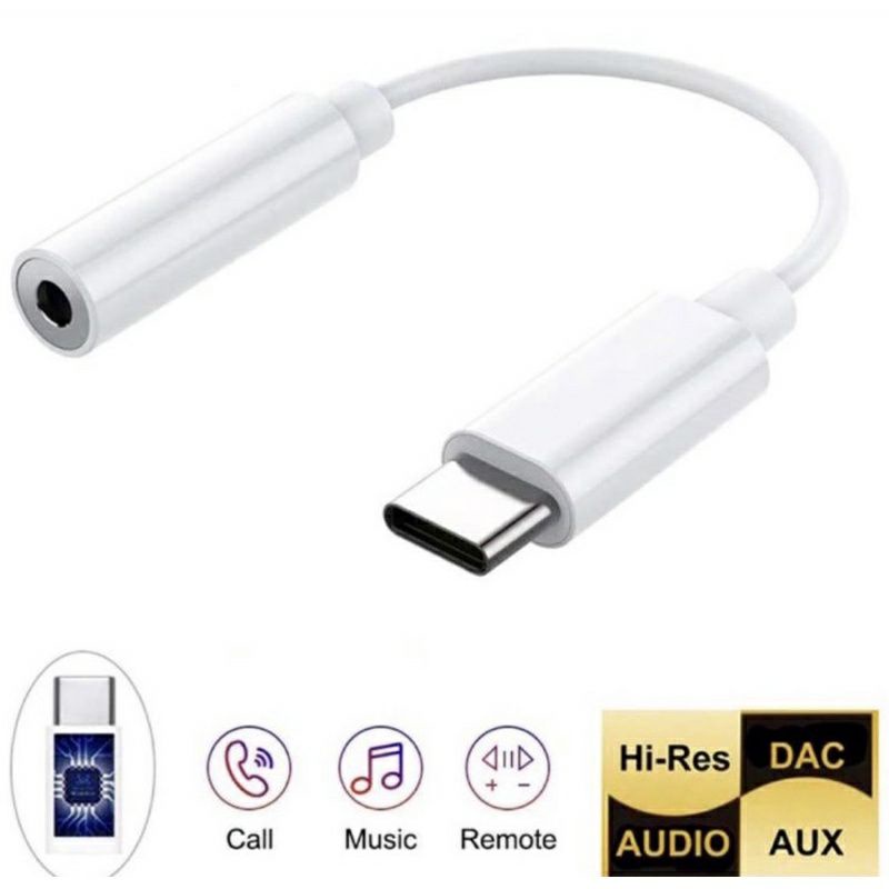 sambungan Jack audio HP / handphone untuk headset konverter kabel Jack audio aux tipe C Kabel Cas