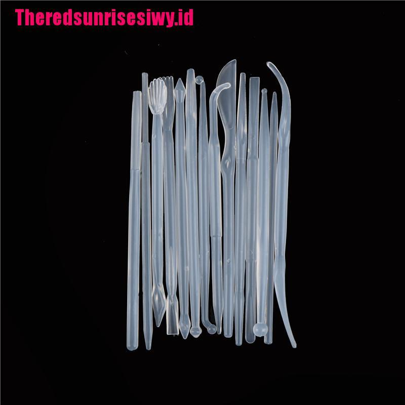 【Theredsunrisesiwy.id】14Pcs Plastic Clay Sculpting Wax Carving Pottery Tools Polymer Modeling Clay Tools