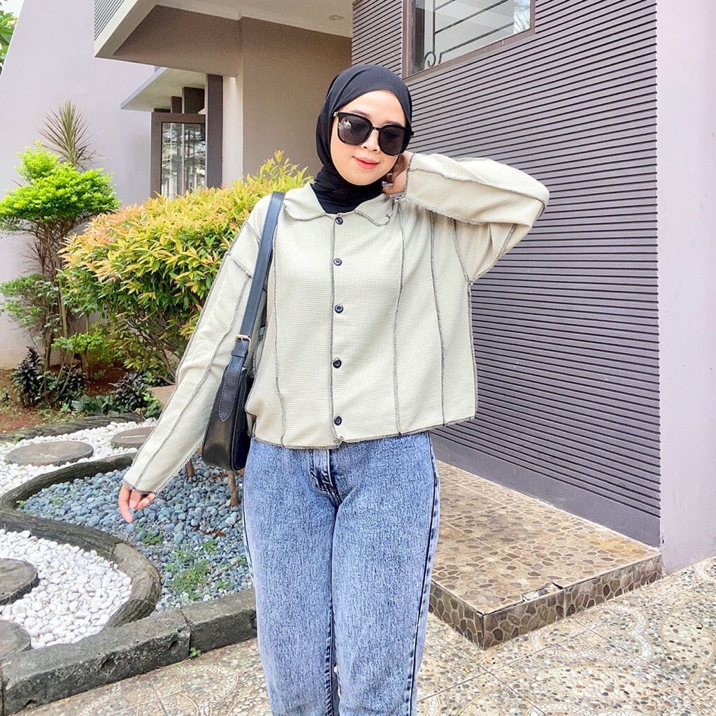 1KG MUAT 5PCS | AKO BASIC SHIRT TOP BOBAL KEMEJA KANCING RIB HITS KOREAN STYLE OOTD SELEBGRAM FASHION GROSIR WANITA