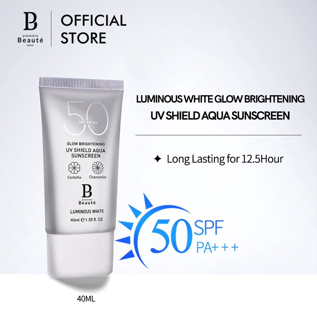 [ORI] Premiere Beaute Sunscreen SPF 50 Luminous White Glow PA+++ 40ml UV Shield Sun Protect Sunblock Badan &amp; Wajah