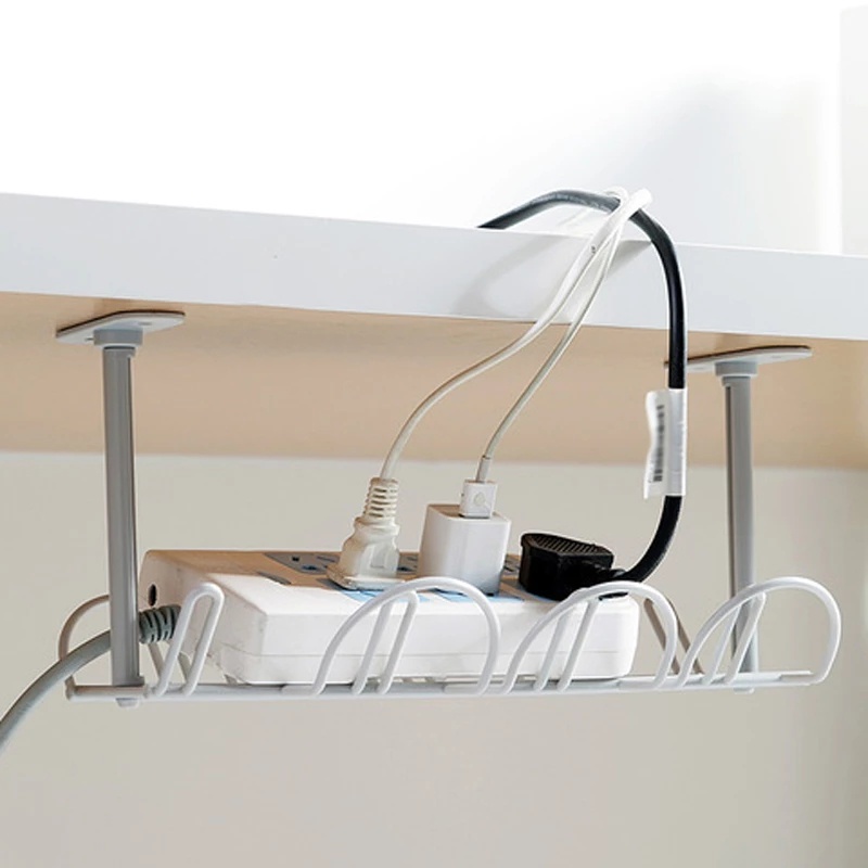 Storage Basket Hanging Under Desk / Storage Shelf Plug Holder Power Cable Organizer / Home Office Container