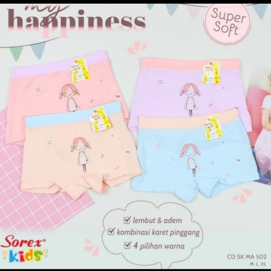 Celana Dalam Anak Perempuan Cd Boxer Cewek Super Soft MA 502 Beautyful