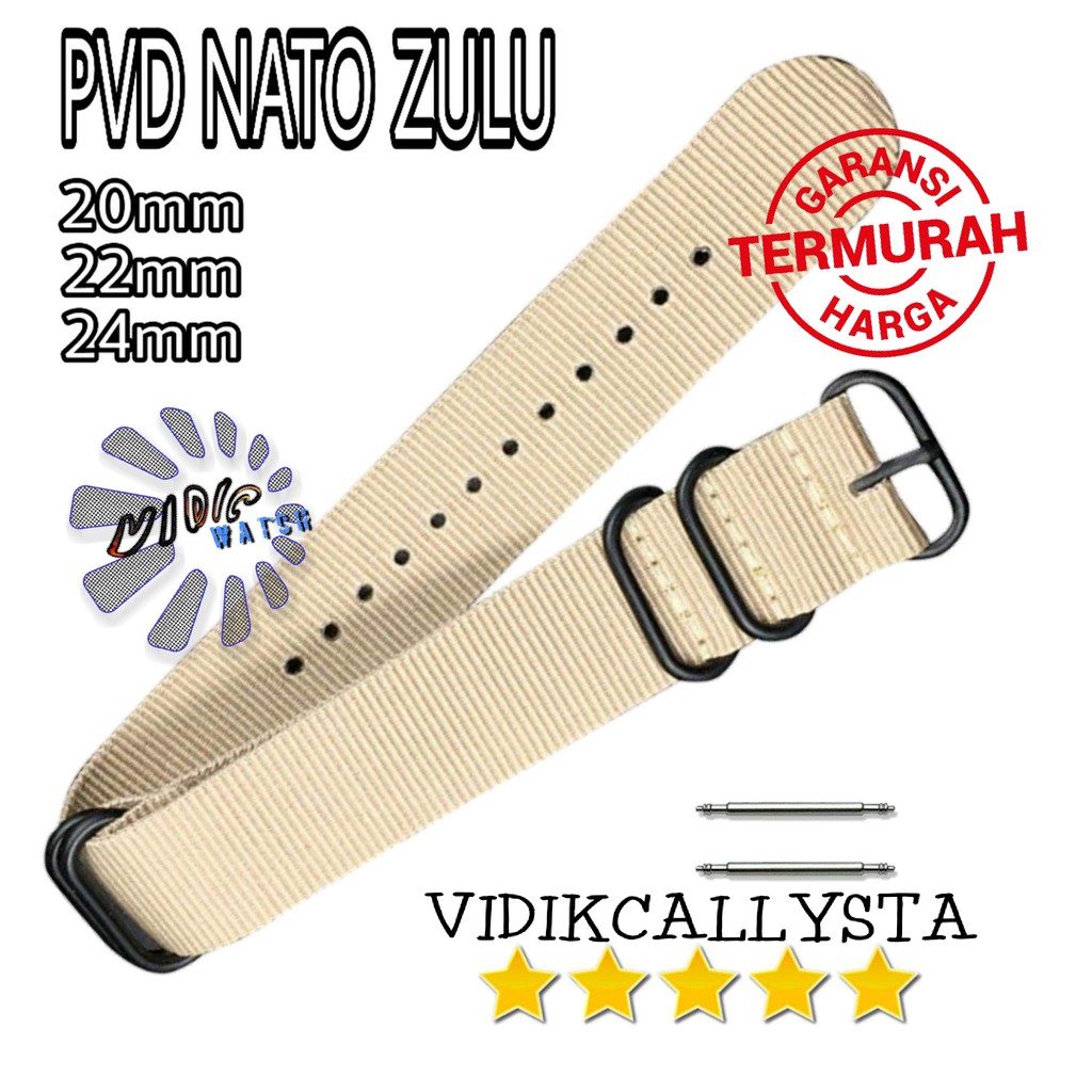 Tali Jam Zulu Premium 5-Ring Black PVD Strap Crame 20mm 18mm 22mm 24mm