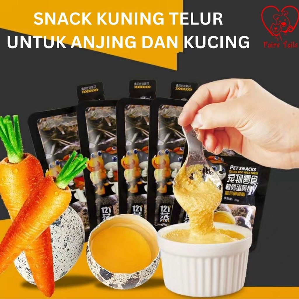 Snack Makanan Basah Kuning Telur Burung Puyuh Pouch 50gram Untuk Anabul Anjing dan Kucing Nutrisi Tambahan Kaya Vitamin dan Mineral / Quail Egg Yolk Wet Food Snack Topping For Pet Dog and Cat