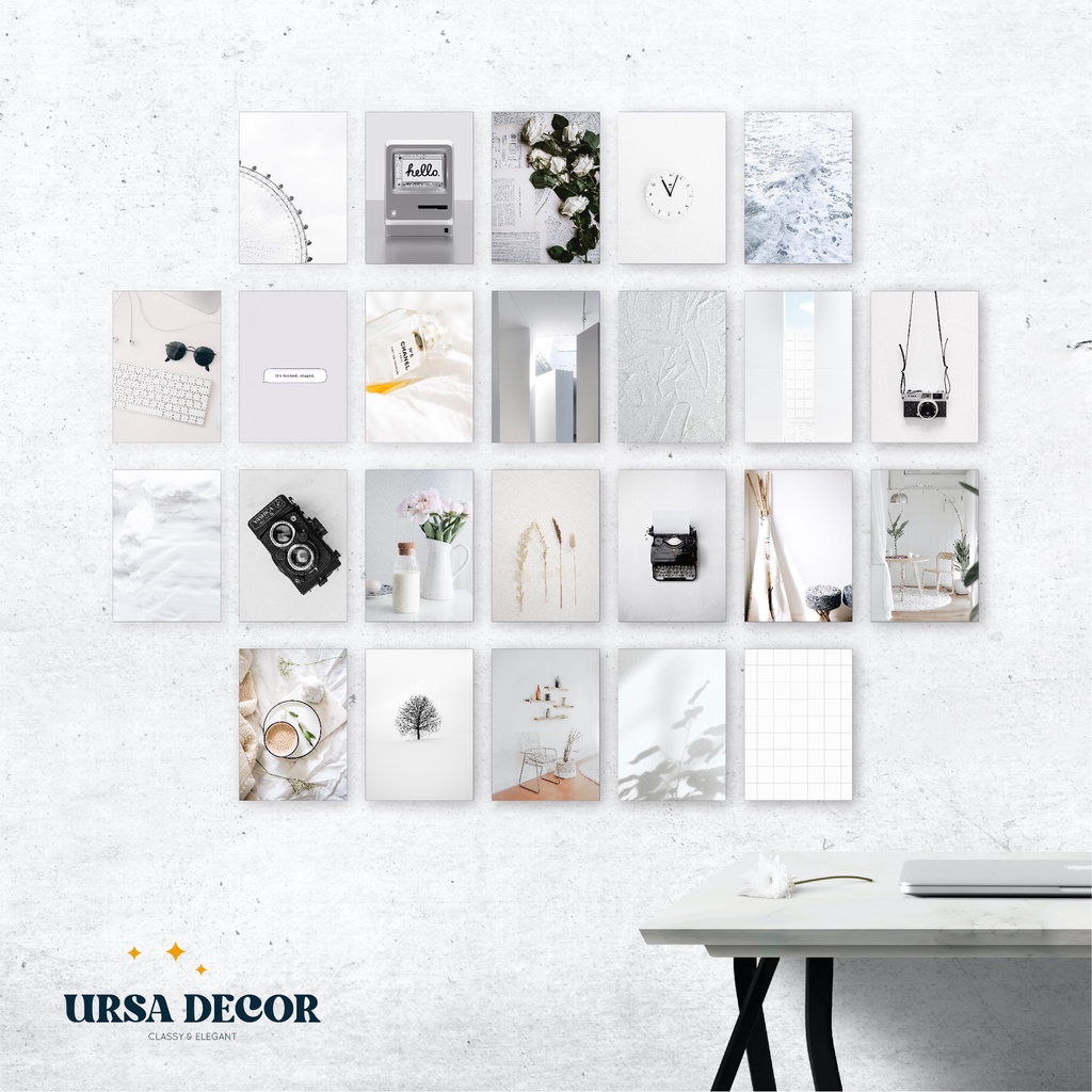 [BISA COD] Poster Dinding Aesthetic Isi 16PCS | Aesthetic Wall Decor | White Series A6 A5 A4