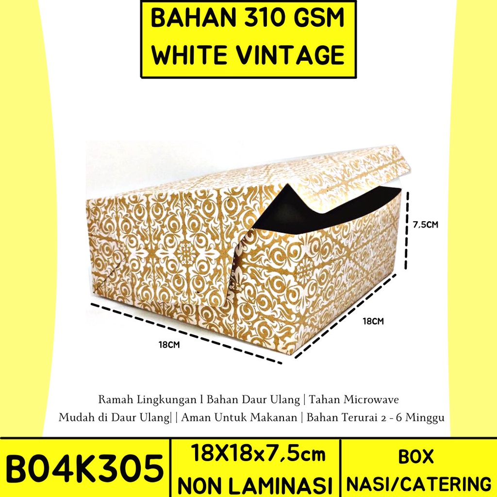 Box Nasi Kotak Dus Catering Box Nasi 18x18 (B4K35-18X18X7.5 Cm)