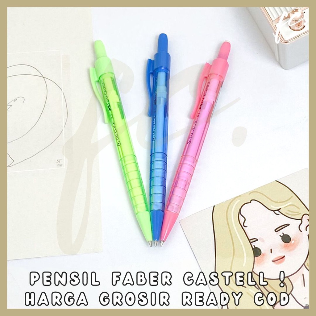 

Pensil Cetek Mekanik Faber Castell Original 100% Tri Click + Penghapus Mechanical Pencil Eraser Biru PInk HIjau Harga Grosir Ready COD