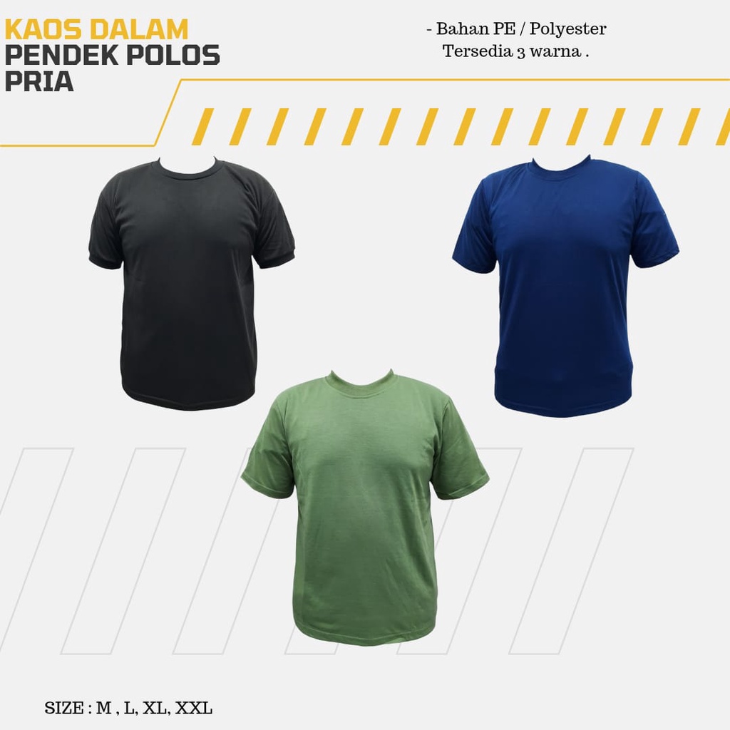 Kaos Pria / Wanita Polos Pendek Hitam,Biru Navy,Hijau Polister