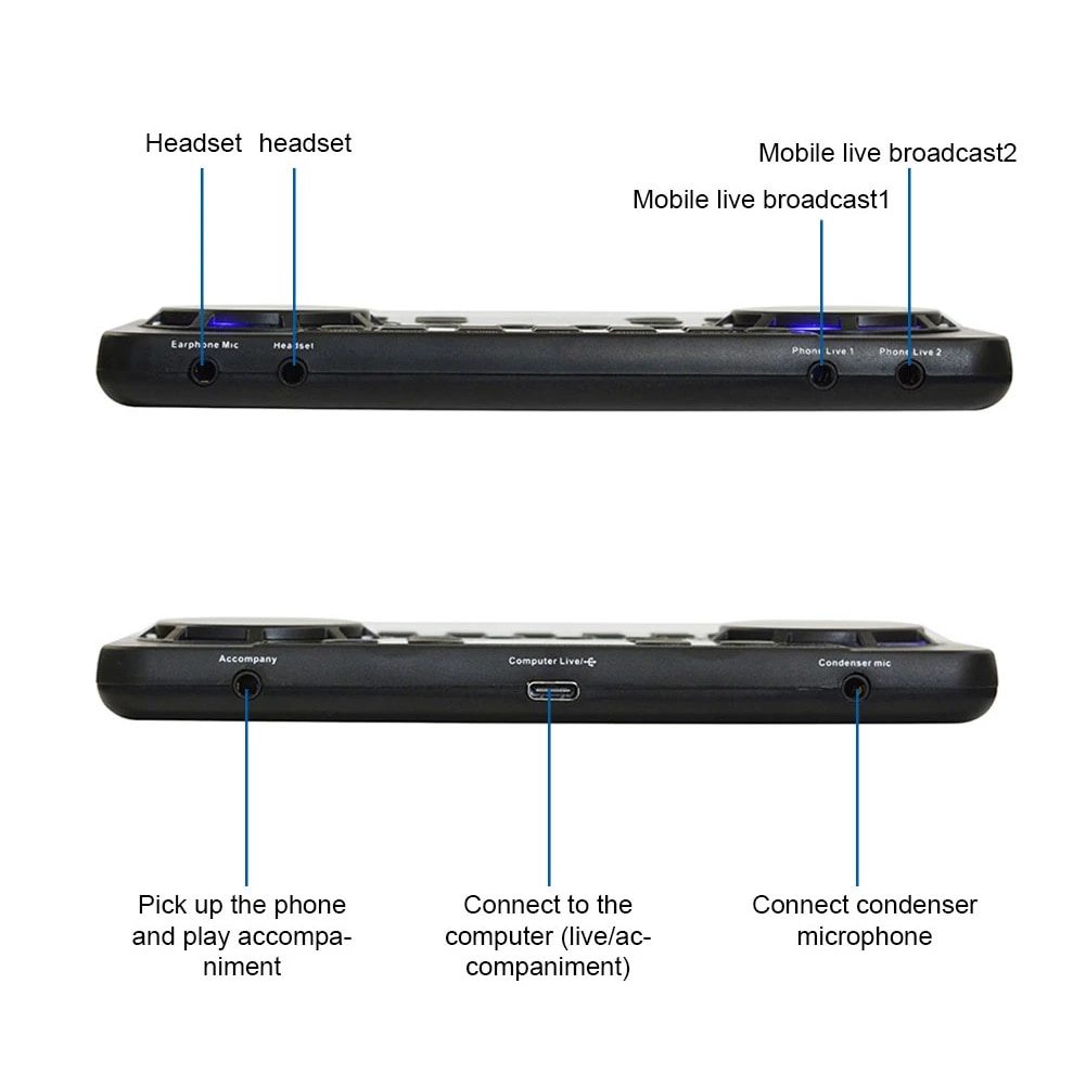 Soundcard Audio Bluetooth USB External Live Broadcast Phone Microphone Headset - V300 Pro