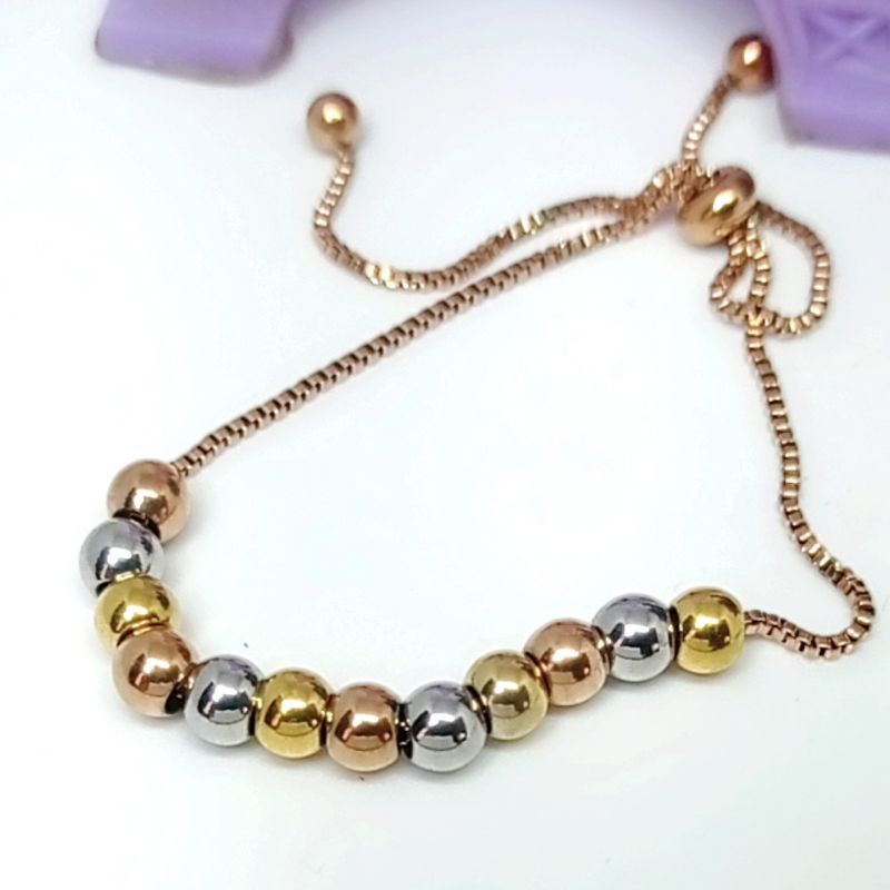 fashion korea Gelang serut titanium rose gold wanita