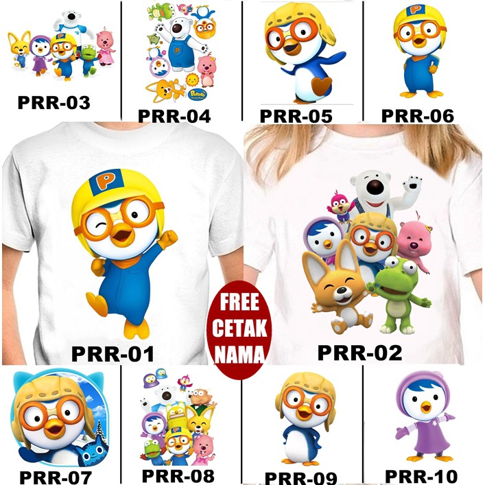  FREE NAMA  Baju  Kaos  COUPLE  ANAK DAN DEWASA PORORO 