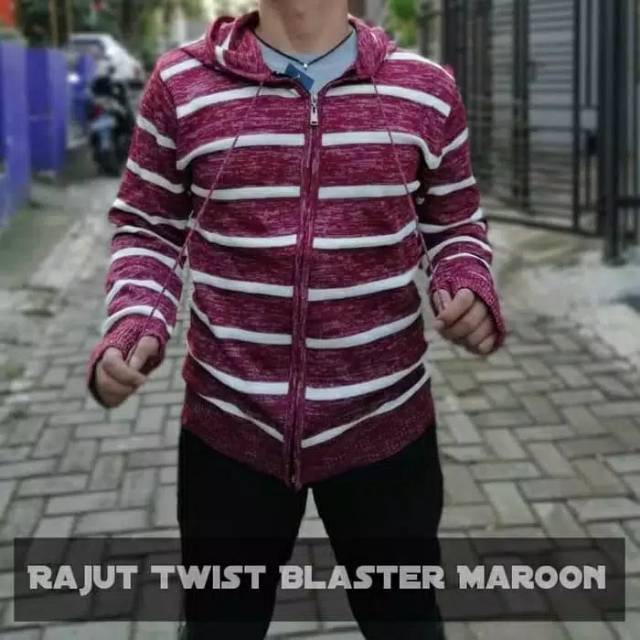 Jaket pria rajut salur tuwton