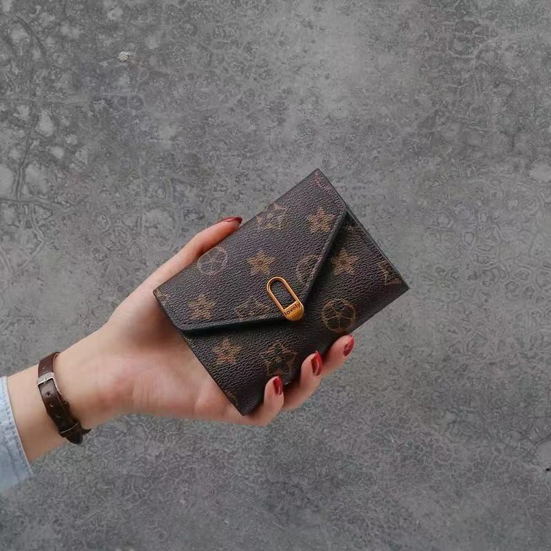 Dompet Lipat Wanita Import Dompet Cewek Motif Kotak Cantik Kulit PU D27