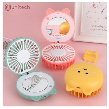 Kipas Cermin Makeup LED 3in1 Karakter Mini Fan LED Mirror USB