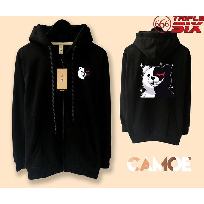 Jaket Hoodie Zipper Anime Danganronpa Monokuma Blink Sweater Distro Pria Wanita Fleece Polos Murah