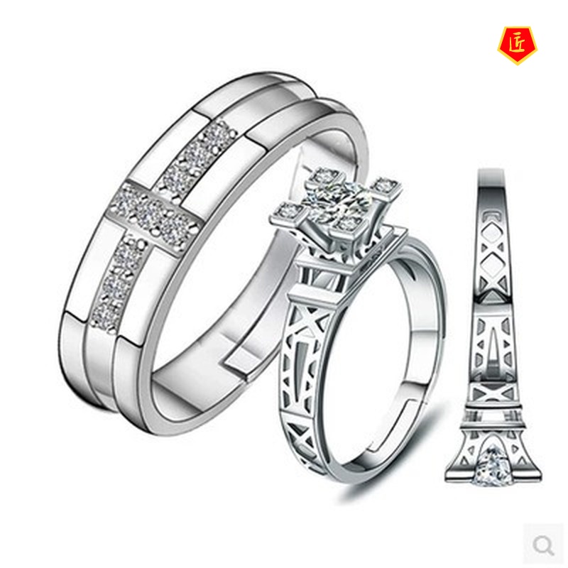 [Ready Stock]Creative Couple Ring Female Moissanite Fashion Elegant