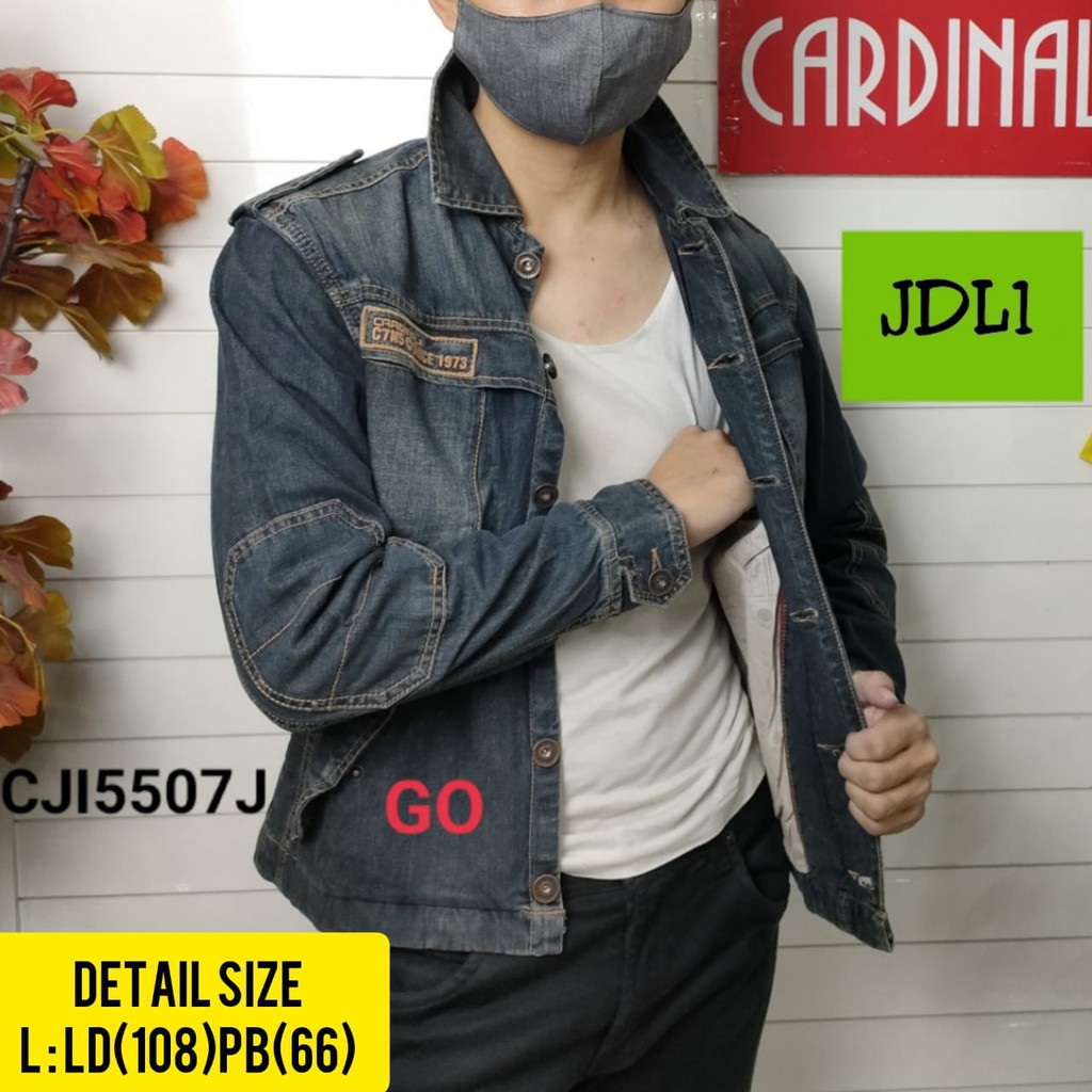 gos L-XL JDL CARDINAL JAKET JEANS Pakaian Pria Outerwear Jaket Denim Berkancing Pria Outdoor