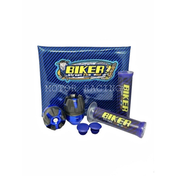 Kulit Jok Carbon Variasi Biker plus Jalu As plus Handgrip BIKER Universal Aksoris Motor