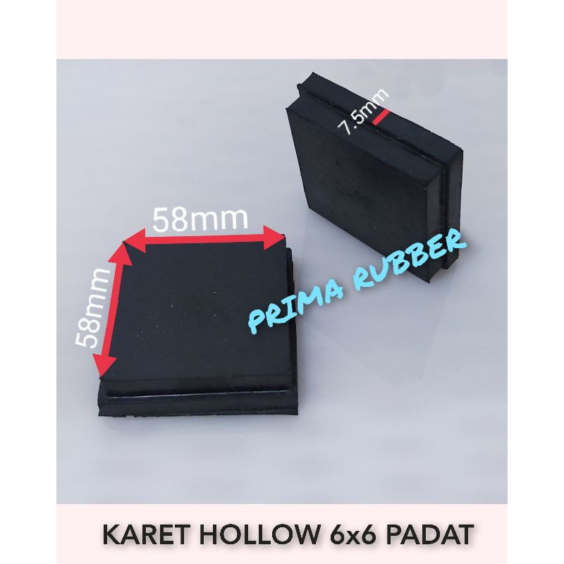 KARET KAKI HOLLOW 6x6 PADAT KAKI MEJA RAK KURSI BESI HOLLOW