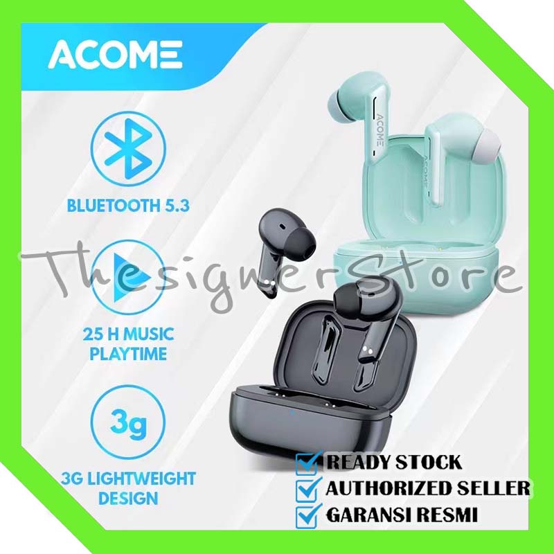 TWS ACOME T6 Earphone Bluetooth True Wireless Earbuds Headset Bluetooth 5.3 - Garansi Resmi 1 Tahun