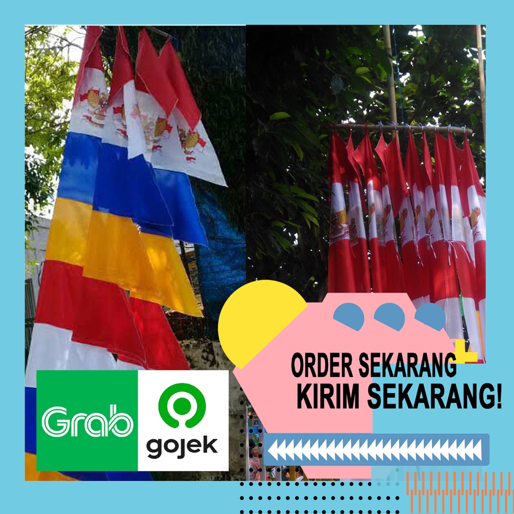 Bendera Umbul Umbul 2,8 Meter warna warni sablon Garuda 8 mata
