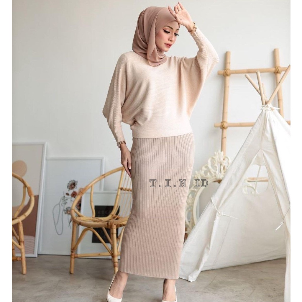 Rok Rajut Span Premium Import Long Pensil Rib Knit Skirt