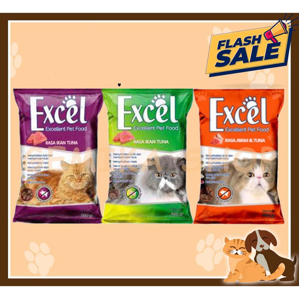 MAKANAN KUCING EXCEL 500GR [ IKAN / DONAT / SEGITIGA ]