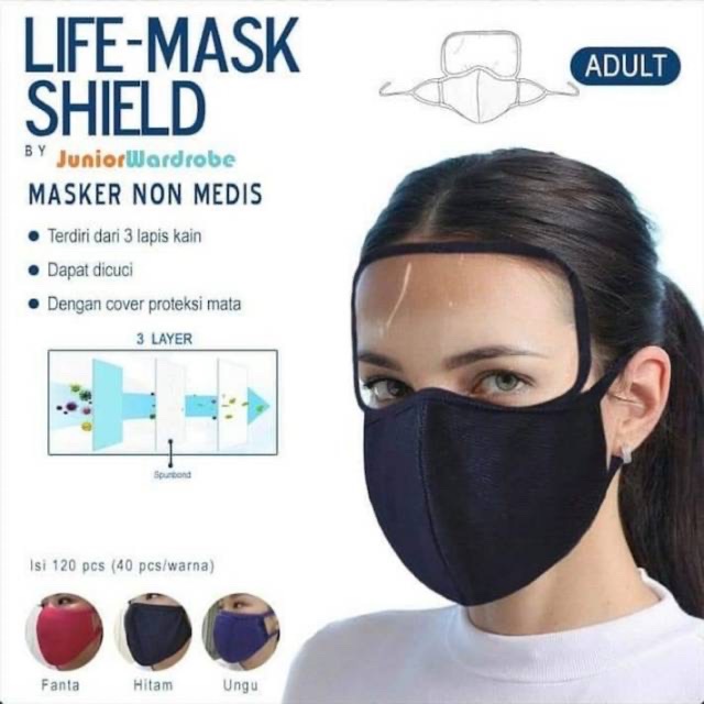 MASKER LIFE MASK SHIELD BY JUNIOR WARDROBE ORIGINAL (Readystock) / masker kain / masker 3 lapis / masker anak