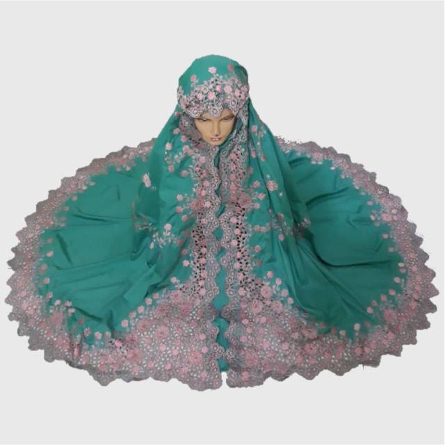 Mukena Mahar Bordir Premium asli Padang Warna Soft tosca Bordir Pink