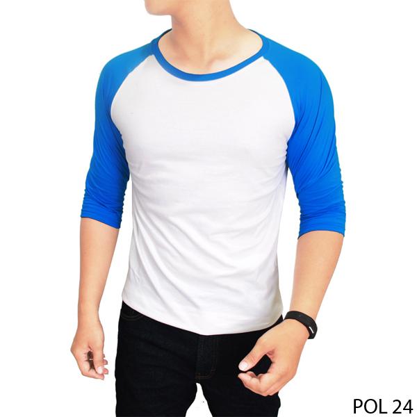 Kaos Raglan Biru Putih - POL 24