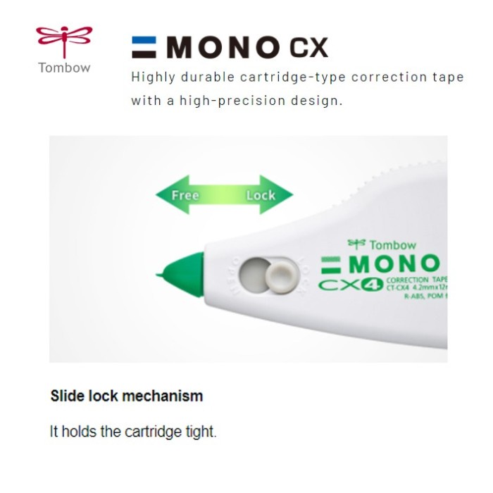 

Diskon Tombow - Mono Cx - Correction Tape Tipex Kertas Ct-Cx4 + Refill Green Murah