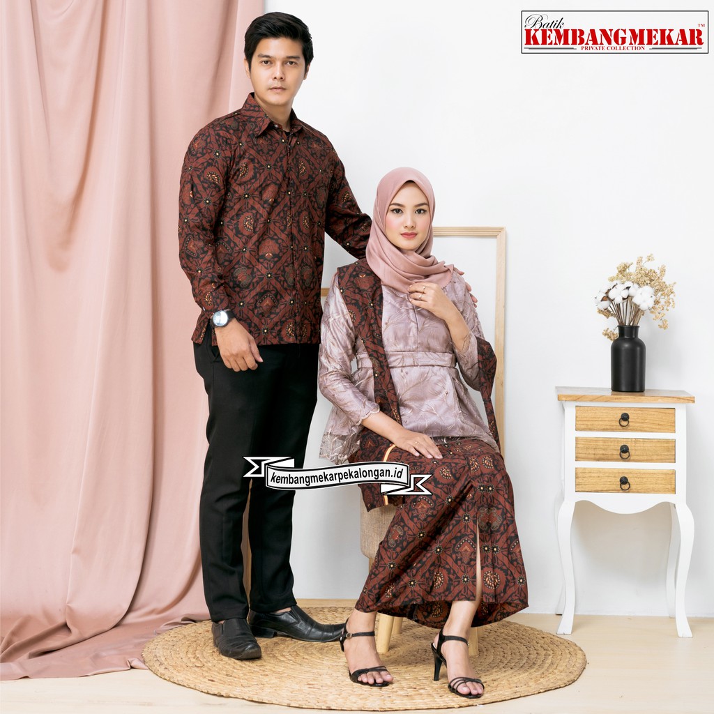 COUPLE BATIK EXLUSIVE KEMEJA DAN ROK WIRON MOTIF SIDO MUKTI