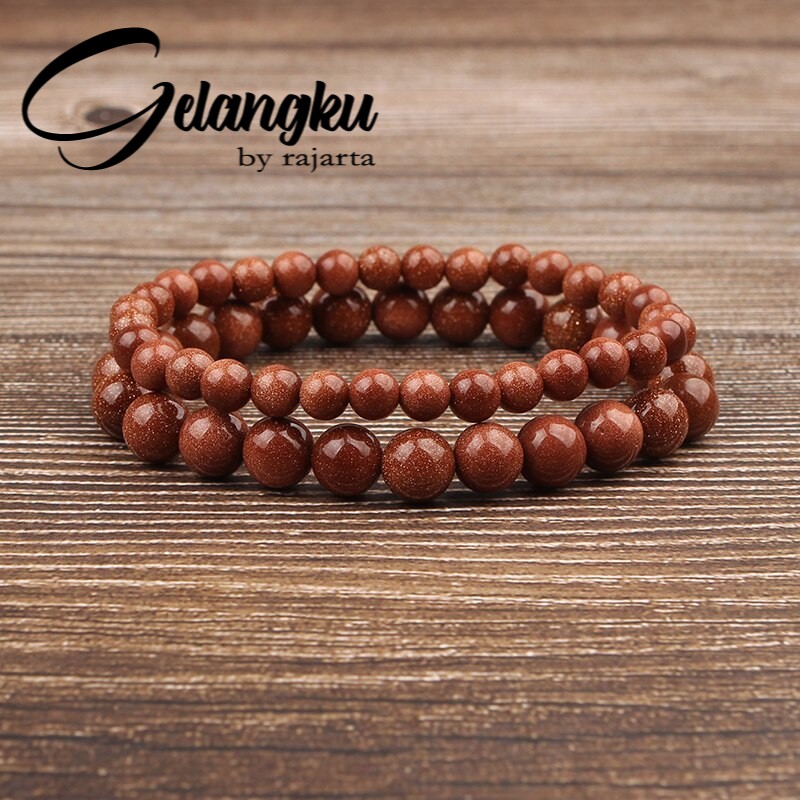 Gelang Batu Natural Gold Sand 4 - 12Mm