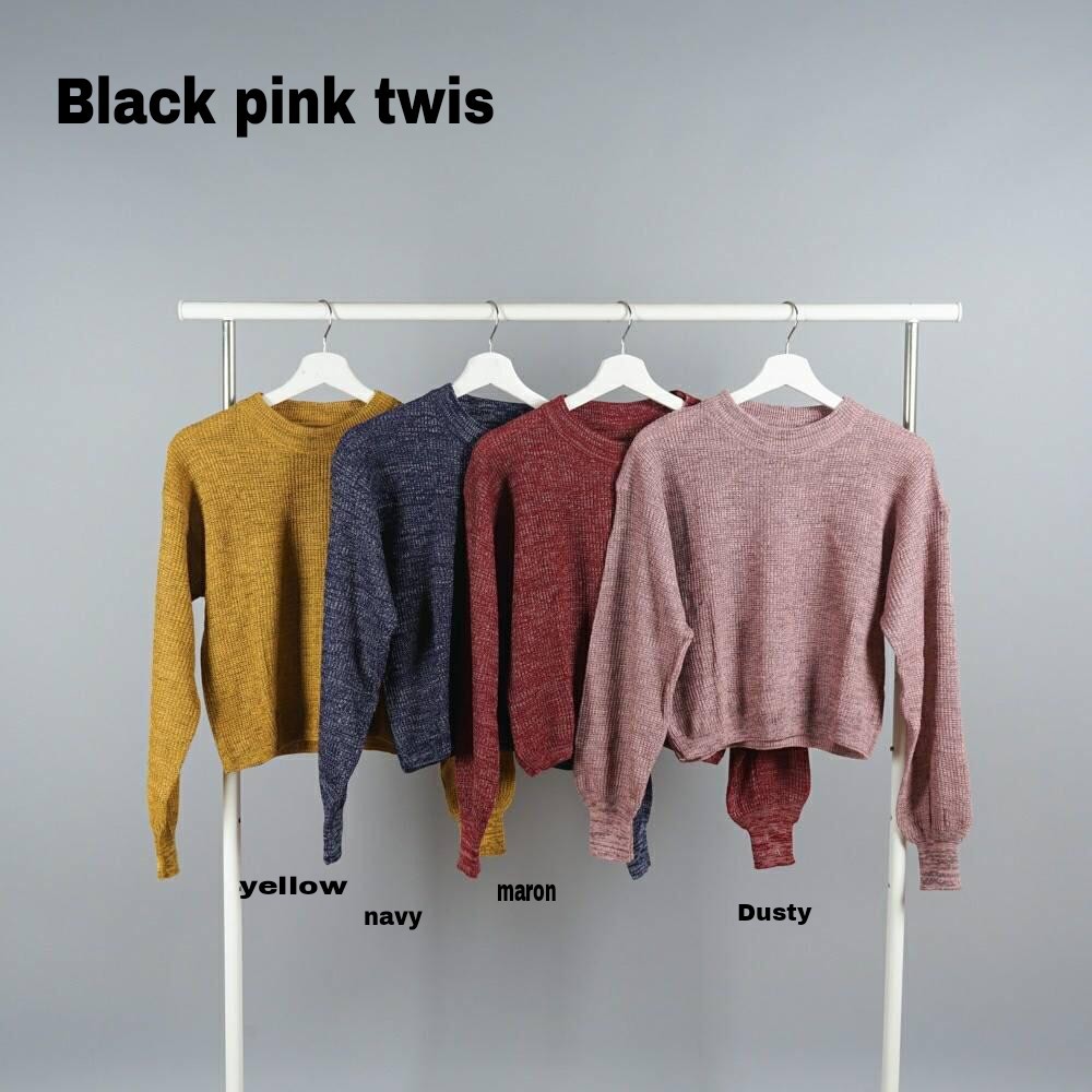 [Black pink twis RO]Blouse wanita rajut varian warna