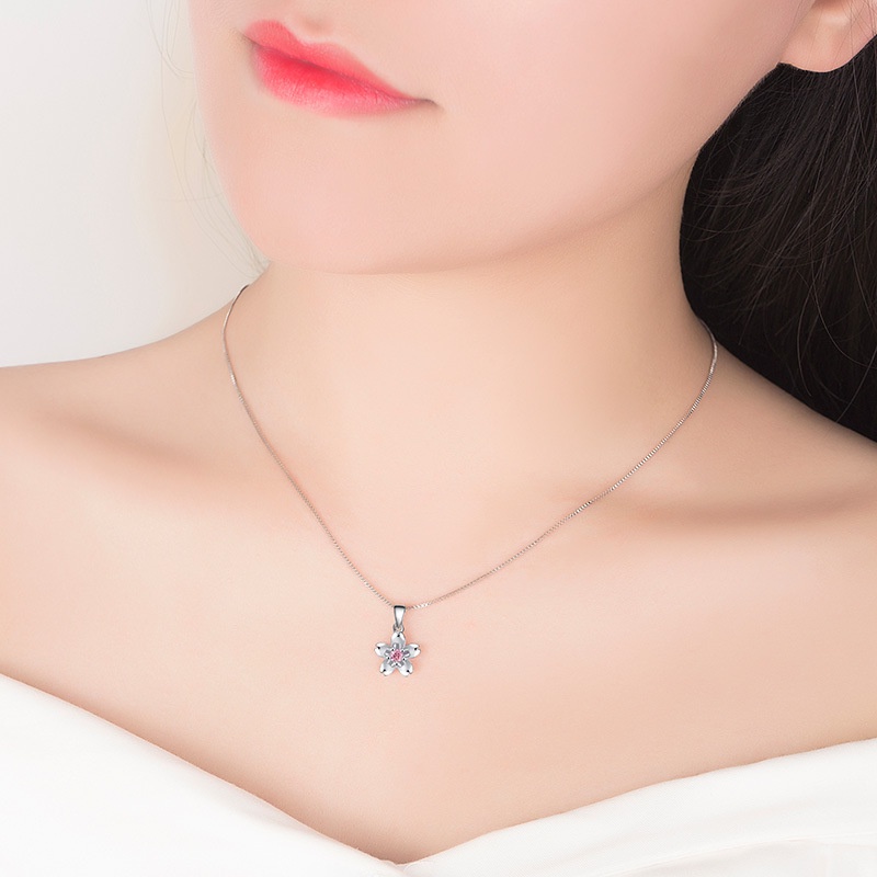 925 Perak Liontin Untuk Wanita Bunga berdaun lima (Tanpa rantai) Perhiasan Fashion