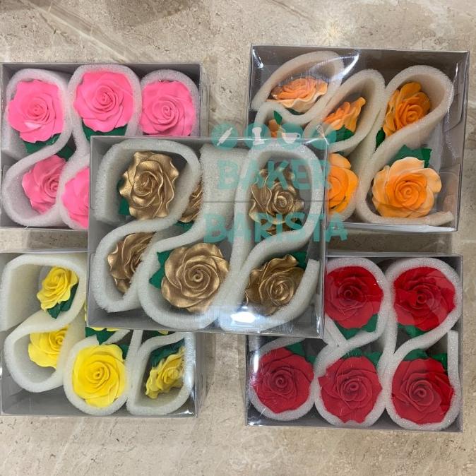 

Gumpaste rose L isi6 pcs hiasan bunga gumpaste mawar bakernbar99 Juara