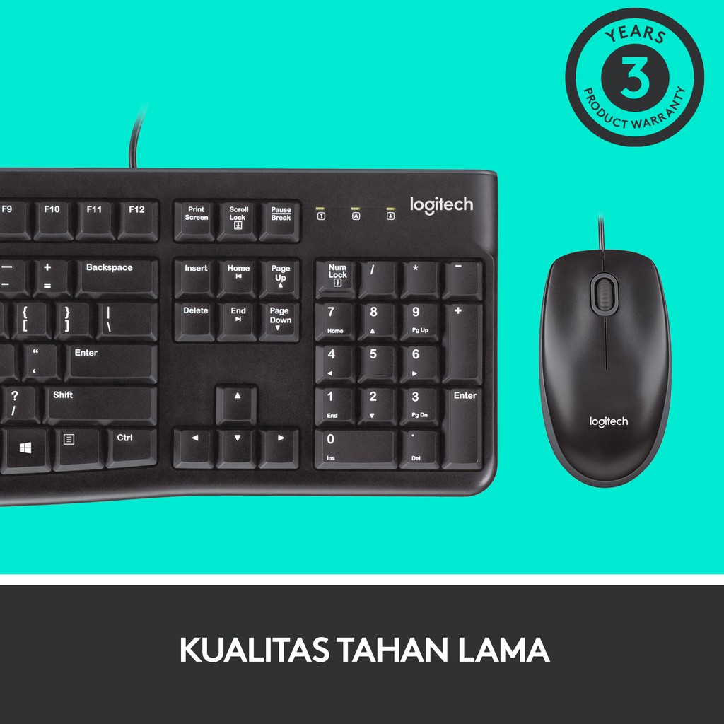 Logitech MK120 Keyboard Mouse Combo USB kabel Original