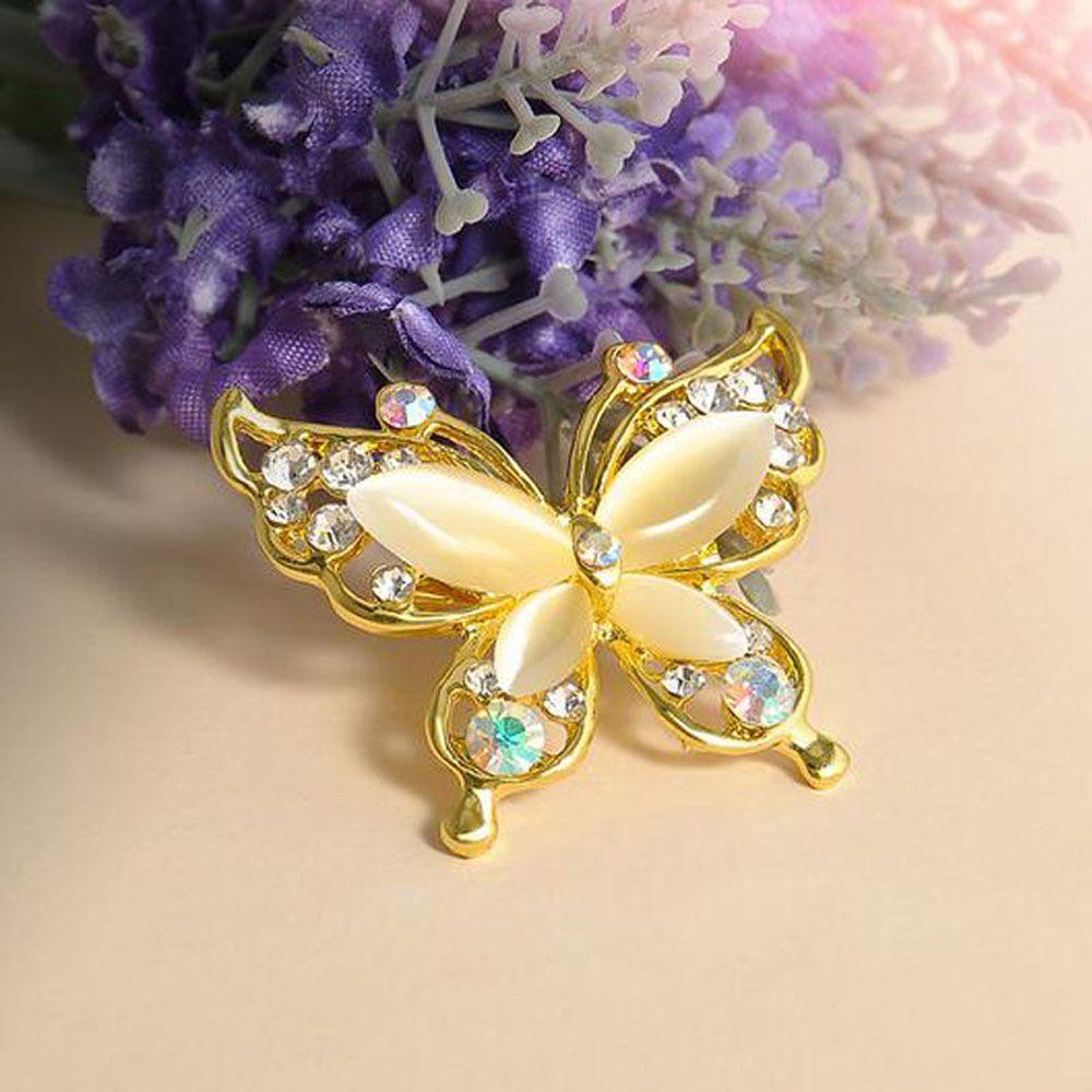 Agustina Bros Pin Pengantin Modis Batu Opal Pernikahan Fashion Perhiasan Kristal Kupu-Kupu Brooch Pin