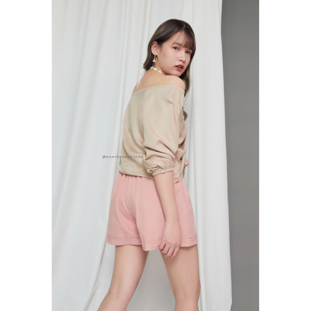 Peach Poppy Remi Top - Atasan Wanita Blouse Serut Lengan Panjang