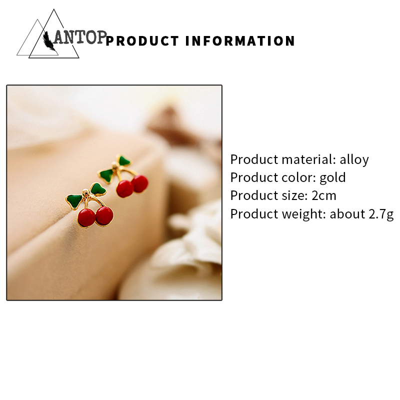 Anting Drop Oil Bentuk Cherry Warna Merah Gaya Korea Untuk Wanita